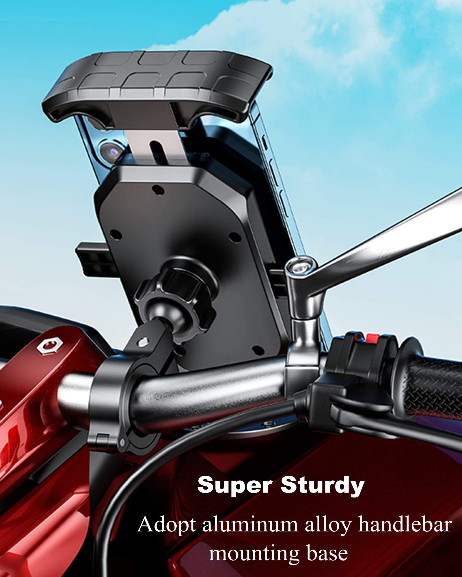 BRCOVAN Handyhalterung Motorrad, Handyhalter Fahrrad, Knopf-Automatikverriegelung 360 Drehung Outdoor Lenker Handy Halterung für 4-7 Zoll Smartphone