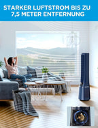 Midea MFP-120i (BL) 2 in 1 Turmventilator Leise 27dB Luftreiniger H13 True HEPA auf 47.6 ㎡ LED Display Fernbedienung Oszillation 12H Timer Kompatibel für Wireless Connection App Alexa Google