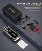 BRPOM Starthilfe Powerbank für Pkw mit Kompressor 160PSI,8000A 26800mAh Auto Starthilfe Powerbank für All Benzin und 12.0L Dieselmotor,Starter Powerbank Eingang/Ausgang und 600LUM LED-Licht