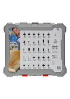 Bosch 30x PRO Fräser-Set gemischt, 30-tlg. (für Weichholz, Hartholz, Ø 4-32 mm, Professional Zubehör Handfräse, Kantenfräse)