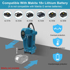 QUPERR Akku Kompressor kompatibel mit Makita 18V Akku, Elektrischer Luftkompressor bis 10,34 bar mit LED-Licht & Autostopp, Tragbare Luftpumpe für Auto, Motorrad, Fahrrad, Bälle (ohne Akku)