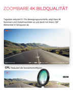 VANTRUE E1 Pro 4K HDR STARVIS 2 Dashcam Auto vorne, 5Ghz WLAN Mini Dash Cam mit CPL, GPS Sprachbefehle, 15Sek. Puffer Parküberwachung, Prima Nachtsicht, 1.54 Zoll 160°Versteckte Autokamera, max. 1TB
