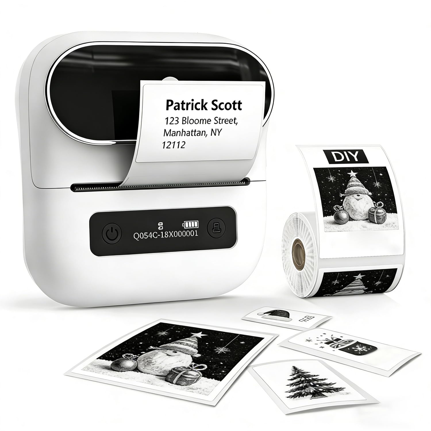 Phomemo M220 Etikettendrucker Bluetooth, Tragbarer Etikettiergerät Bluetooth Thermo Label Printer für Barcode,Einzelhandel,kleine Unternehmen,mit Telefonen & PC-System Weiß