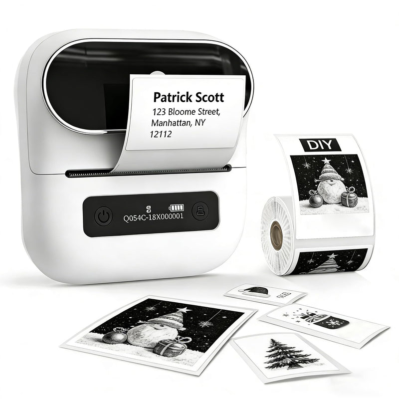 Phomemo M220 Etikettendrucker Bluetooth, Tragbarer Etikettiergerät Bluetooth Thermo Label Printer für Barcode,Einzelhandel,kleine Unternehmen,mit Telefonen & PC-System Weiß