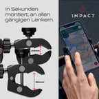 Impact® Pro Mount 360° Handyhalterung Fahrrad mit Universal Halterung - Handyhalter [Smartphone KOMPATIBEL 4 bis 7 Zoll] - Handyhalterung für Fahrrad Lenker mit Kugelgelenk & Sicherheitsgummi
