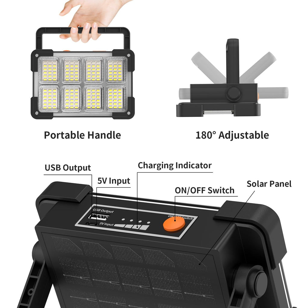 OHAYORI LED Baustrahler Akku, 4 Modi LED Strahler Akku, Campinglampe Aufladbar, Tragbare USB Wiederaufladbare PowerBank, Dimmbares Notlicht für Garten, Angeln, Camping, Wartung, Notfall