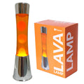 FISURA - Lavalampe orange. Silberner Chromsockel, orangefarbene Flüssigkeit und orangefarbene Lava. Lavalampe mit ersatzbirne.11 x 11 x 39,5 Zentimeter