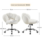 Yaheetech Schreibtischstuhl Bürostuhl Ergonomisch Bürosessel in Wolkenform Schminktischstuhl bis 136 kg Belastbar Computerstuhl Höhenverstellbar für Schlafzimmer Büro Wohnzimmer Weiß