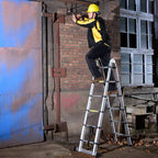 Klappbare Trittleiter, Teleskopleiter, Klappleiter, Klappleiter, aus Metall, max. Belastung 150 kg (3,8 m (1,9 m + 1,9 m)