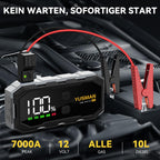 YUSMAN Starthilfe Powerbank für PKW | 6000A Autobatterie Booster für alle Fahrzeuge & 10.0L Diesel mit LED-Taschenlampe, Großdisplay & Springkabel – Ideal für SUV, Motorräder, Rasenmäher