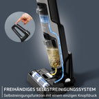 Rowenta X-Clean 4 kabelloser Nass-und Trockenstaubsauger, Selbstreinigungsfunktion, 50min Laufzeit, automatische Schmutzerkennung, Nasssauger mit smartem LED Display, für alle Hartböden, grau GZ5036WO