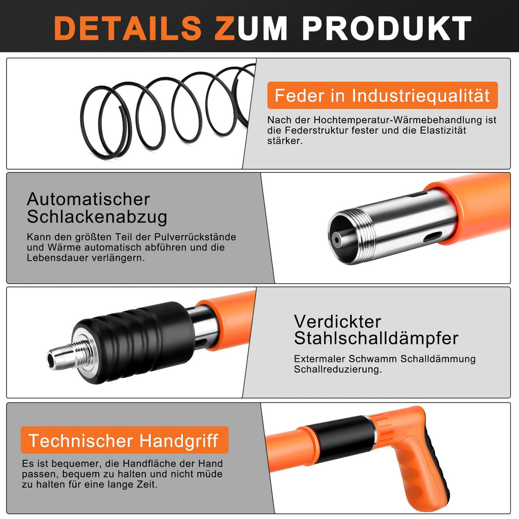 Manuelle Nagelpistole, 5 Gänge Nagelpistole Nail Gun mit 300 Runden Nägeln, Beton-Nagelpistole für Stahl & Beton, Tragbare Nail Gun für Decken-/Draht-Hider mit Handschuhen