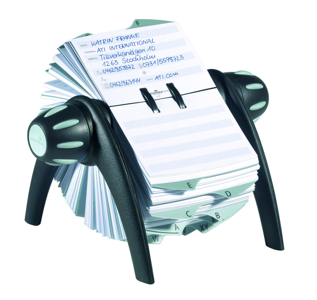 Durable Rollkartei Telindex Flip Vegas, mit 500 Karteikarten für Adressen, Register A-Z, schwarz, 241601