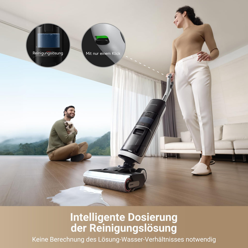 dreame H14 Pro Nass- und Trockensauger, 180° Lie-Flat, 60 °C Bürstenpflege, 5-min Trocknung, automatische Lösungsmittelverteilung, App-Steuerung, Doppelrotationsbürste, 18.000Pa Saugkraft, Doppelkante