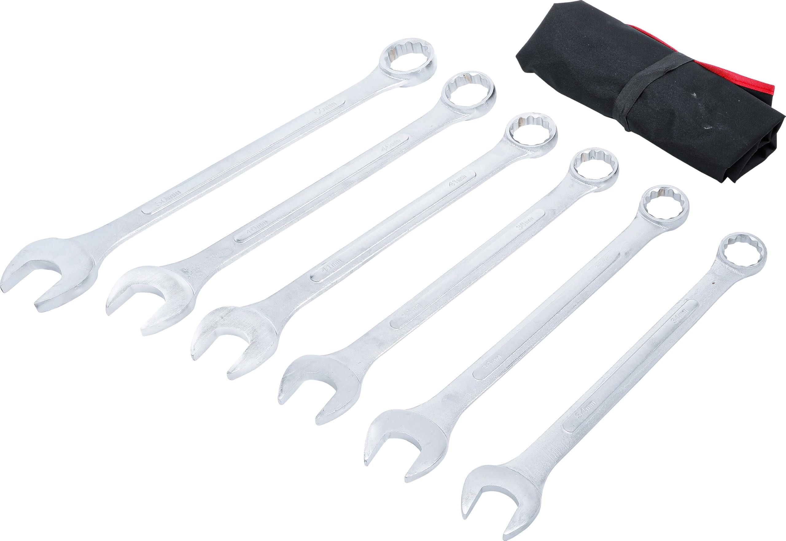 BGS Diy 1185 | Maul-Ringschlüssel-Satz | 6-tlg. | XXL | SW 34 - 50 mm | inkl. Tetron-Rolltasche