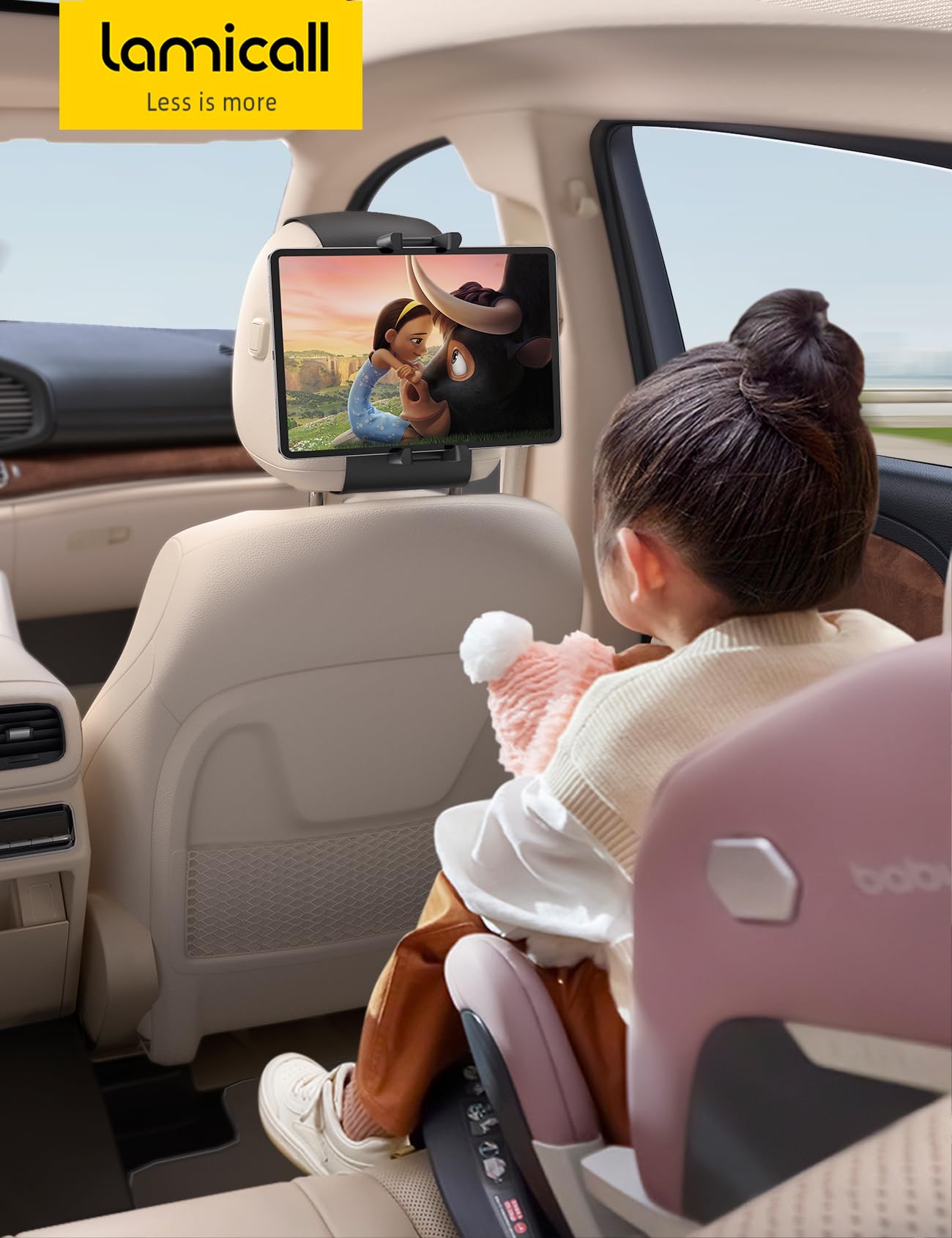 Lamicall Tablet Halterung Auto Kopfstütze - [Faltbare Dicke Tablet-Klemme] 360° Drehung Tablethalterungen Auto, KFZ iPad Kopfstützenhalter für Samsung Tab, iPad Pro, Air, Mini, 6,1-13 Zoll Geräte