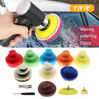 Mini Poliermaschine,druckluft Polierer 25mm 50mm 80mm Exzenter Schleifer Druckluft Winkelschleifer Poliermaschin/polierer Mit 24tlg Polierschwämme Polierpad Polierschleifmaschine Set für Auto