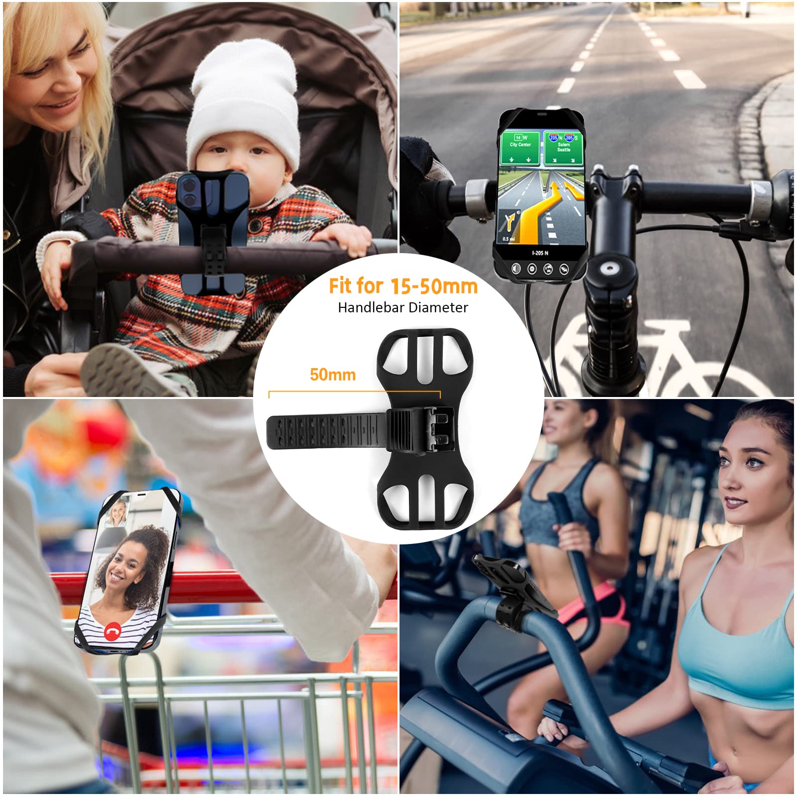Rouclo Handyhalterung Fahrrad, Universal 360° drehbare, Handyhalter Motorrad Kompatibel mit iPhone 15/15plus/15pro/15pro max/14/13/12/11/XS, 4,5-7 Zoll Smartphones (Schwarz-4) 1