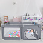 HENGMEI Baby Laufgitter Laufstall Absperrgitter 180x150cm Aktivitätszentrum mit Rutschfester Basis, atmungsaktivem Netz Sicherheitsspielplatz (180x150cm)