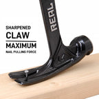 REAL STEEL Klauenhammer mit Magnetischen Nagel Starter und Ergonomische Griff 595g Rahmenhammer Zimmermannshammer, 0517