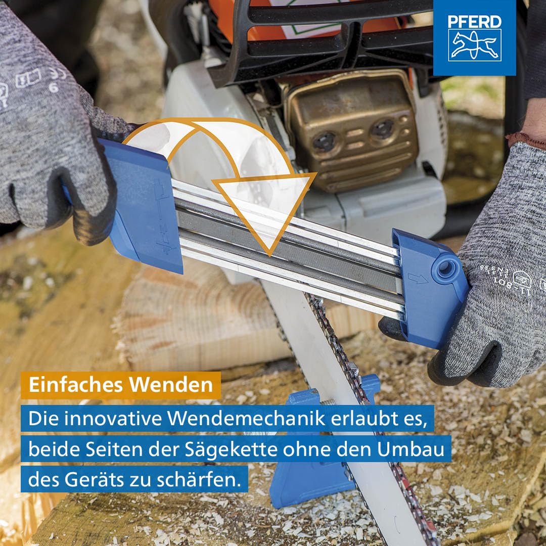 PFERD Tools Kettensägeschärfgerät Chain Sharp CS-X, Feilen-ø 4,8 mm, 11098048 - Sägezahn und Tiefenbegrenzer in einem Arbeitsgang bearbeiten