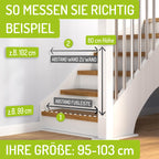 BOMI Baby Schutzgitter Treppe Miko PEFC geprüftes Buchenholz | Ohne Bohren | Gittertür aus Holz schwarz | Stabile Baby Schutzgitter Tür für Kindersicherheit | Treppen Türgitter | Breite: 87-95 cm