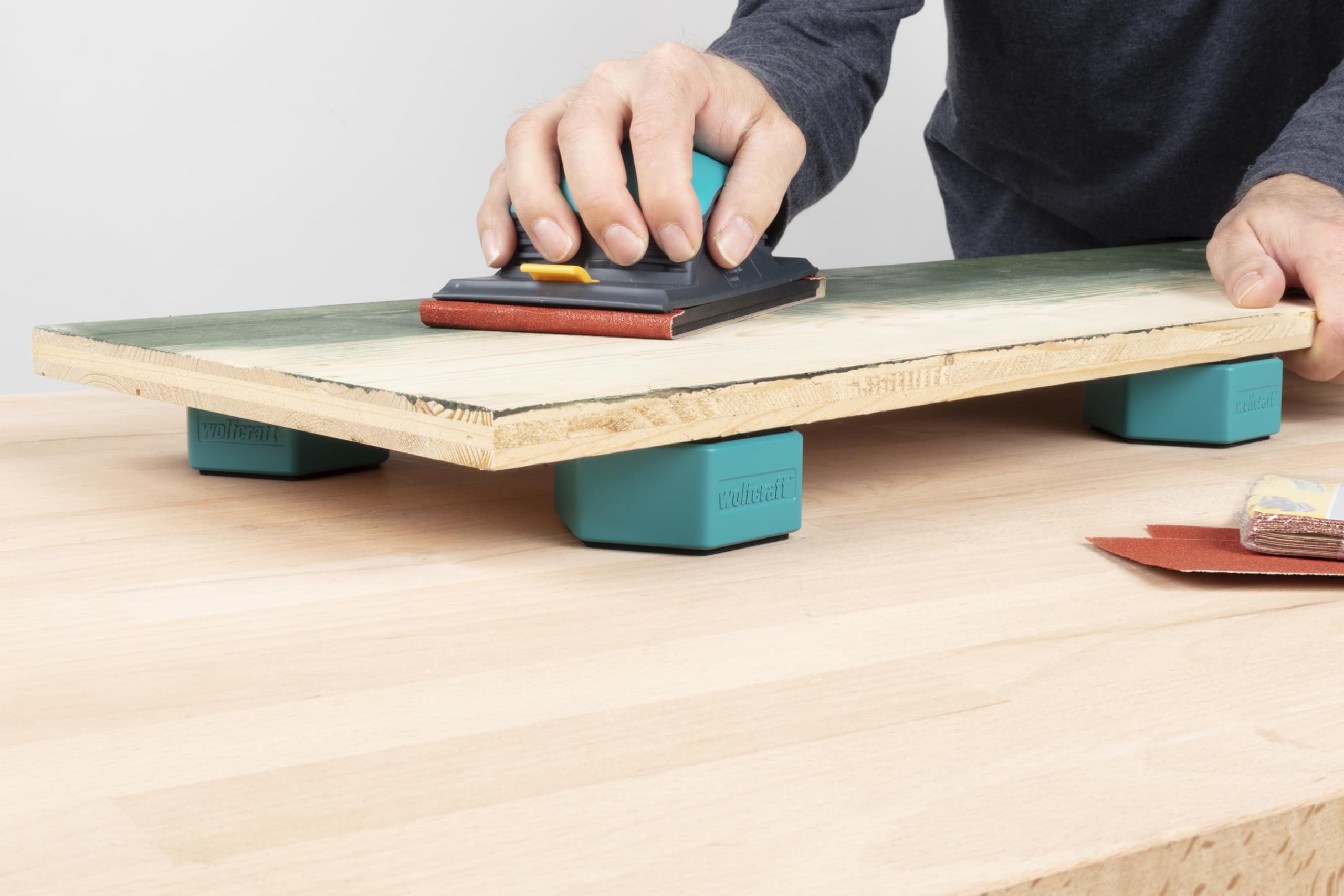 wolfcraft Universalschleifer I 5890000 I universell einsetzbar für Flächen und Ecken I für Schleifstreifen oder Schleifgitter 93 x 230 mm