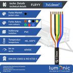 Lumonic 10m FLRYY Fahrzeugleitung 7x1mm² schwarz | 7-adrig | Anhängerkabel | mehradriges KFZ-Kabel | Öl- und Kraftstoffbeständig, flammwidrig | Niedervolt