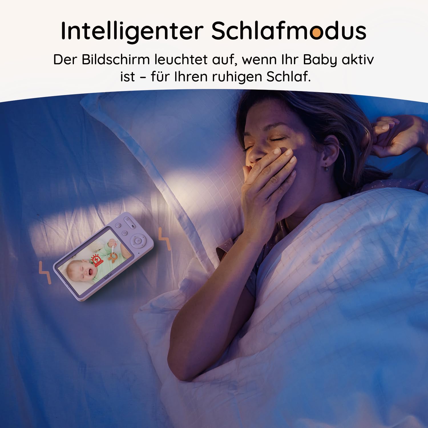 Boifun Babyphone mit Kamera & 2K/3MP APP Steuerung, 5" WLAN Video Babyfone, 360 Grad IR-HDR Nachtsicht, Weinen-/Bewegungs-/Geräusch-/Temperaturüberwachung, Automatische Verfolgung, 3000mAh Akku