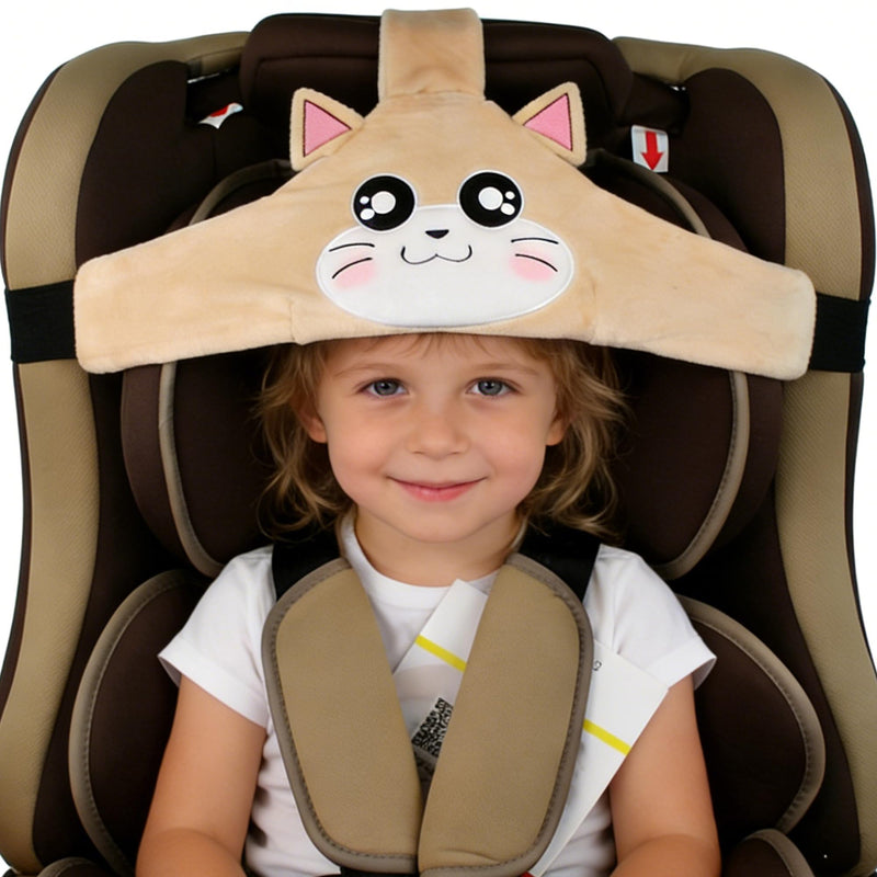 MINGZE Baby Autositz Kopfunterstützung, Auto Sicherer und gemütlicher Schlafpositionierer, Einstellbar Sicherheitssitz Befestigungsgurt, Protektor Kopfstütze Nackenstütze für Kinder Baby (Braun)