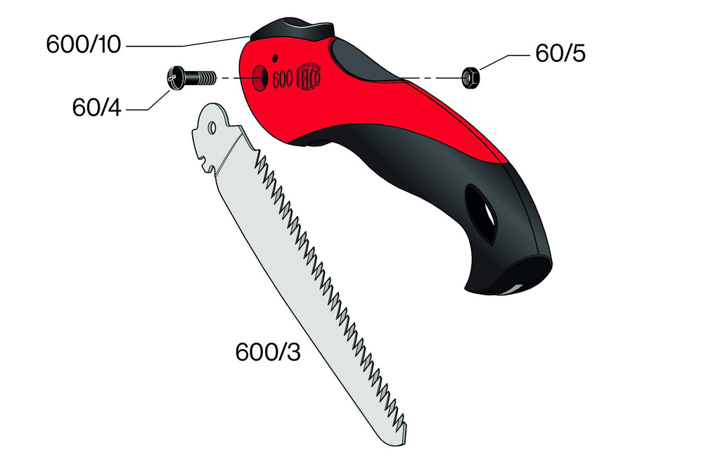 FELCO 600 Säge (Sägeblatt 16 cm, Klappsäge Schnitt-ø 50 mm, Länge 350 mm, ziehender Schnitt, Astsäge klappbar, Baumsäge für Links- und Rechtshänder), 26 x 16 x 12 cm