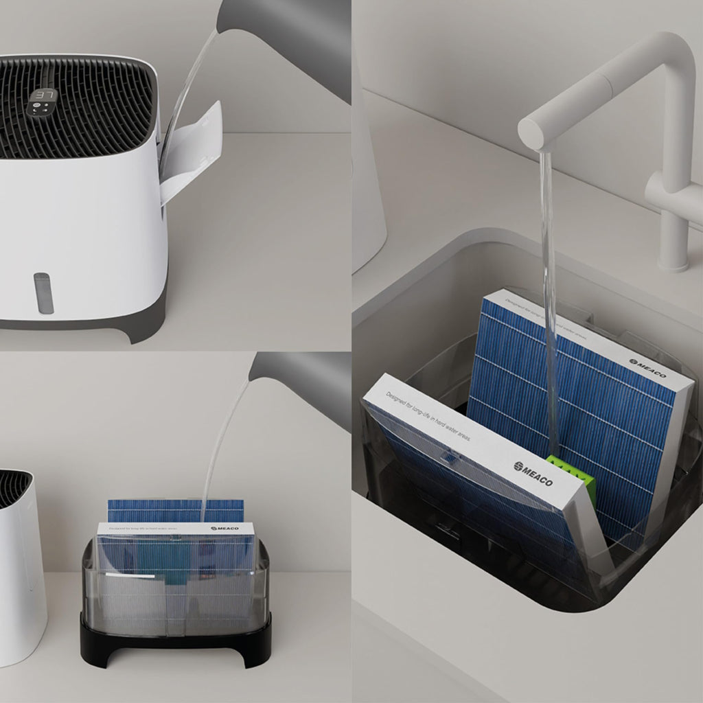 Meaco Armin 680 ml Luftbefeuchter Verdunstungsbefeuchter für Zimmer mit zu 89 m2, großer 4,7 L Tank, für weiches und hartes Wasser geeignet, reine ideal befeuchtete Luft, keine weißen Rückstände