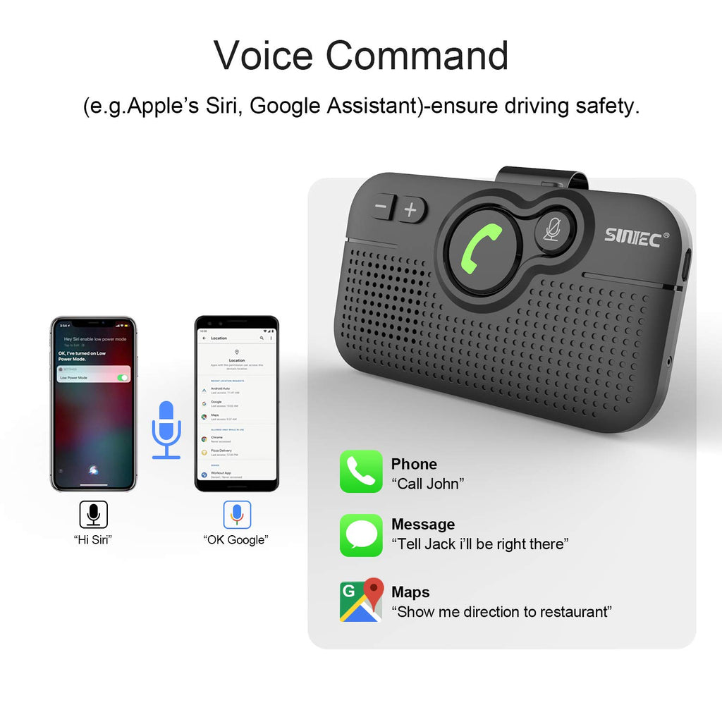 Bluetooth Freisprecheinrichtung für Auto mit Clip, 3W Lautsprecher Freisprechanlage integriertes Mikrofon Automatische Wiederverbindung Siri und G-oogle Assistant Kompatibilität Dual-Telefon Support