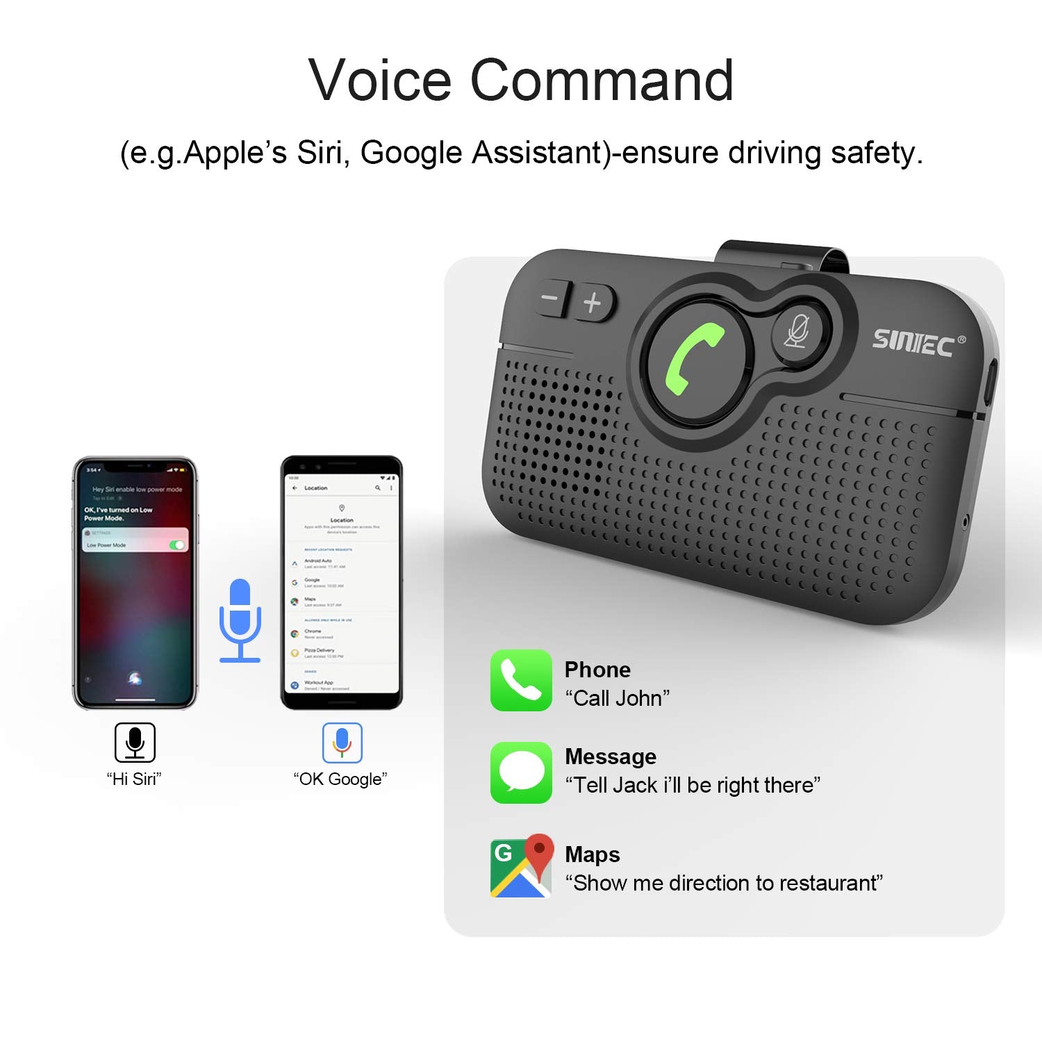 Bluetooth Freisprecheinrichtung für Auto mit Clip, 3W Lautsprecher Freisprechanlage integriertes Mikrofon Automatische Wiederverbindung Siri und G-oogle Assistant Kompatibilität Dual-Telefon Support