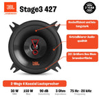 JBL Stage3 427 2-Wege Auto Lautsprecher Set von Harman Kardon - 150 Watt KFZ Autolautsprecher Boxen 10 cm