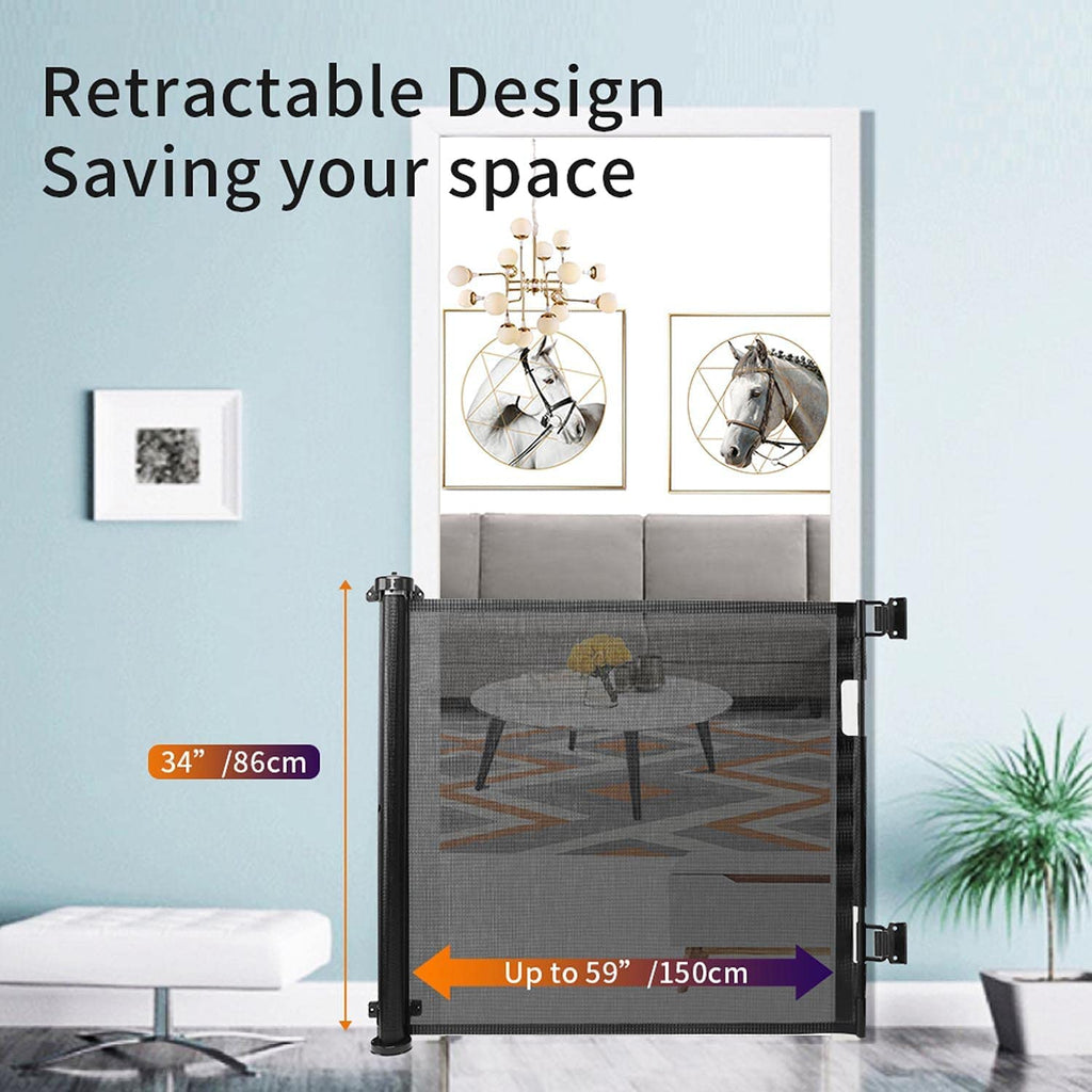 Treppenschutzgitter Türschutzgitter Ausziehbar 0-150 cm,Baby Absperrgitter Schutzgitter Treppe für Kinder,Katzen und Hunde,Geeignet für Innen Außenbereich (Schwarz-150CM)