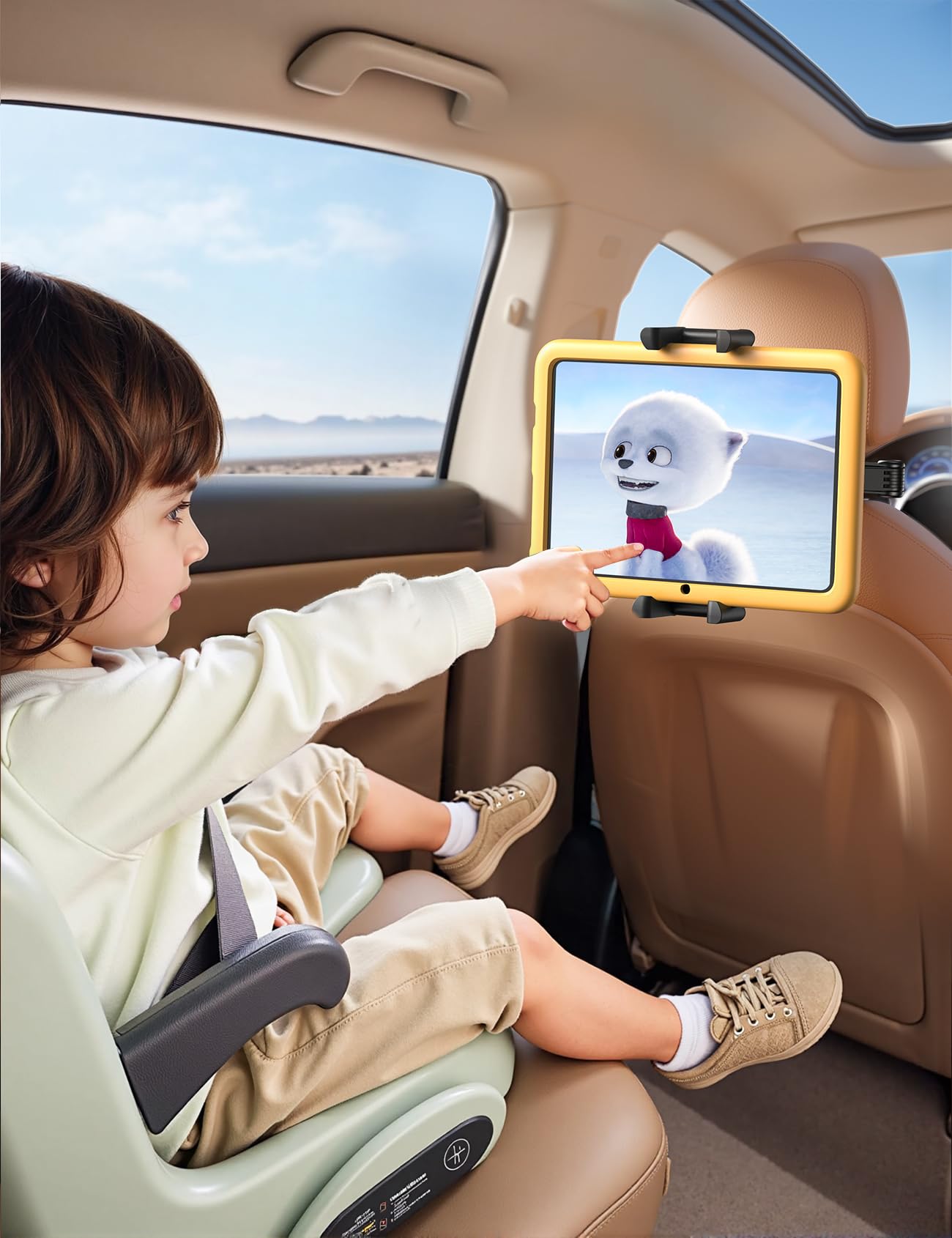 Lamicall Tablet Halterung Auto Kopfstütze - [Doppelt Faltbares Design] Tablethalterungen Auto mit Abschließbarer Alu-Arm, Ausziehbare KFZ Tablet Autohalterung für iPad, 6,1-13 Zoll Geräte & Smartphone