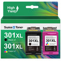 swiss toner 301XL 301 XL Patronen Kompatibel für HP 301 Druckerpatronen Multipack Schwarz und Farbe für HP Envy 4500 5530 Deskjet 3050 2540 2050 Officejet 2620 4630 (2-Pack)