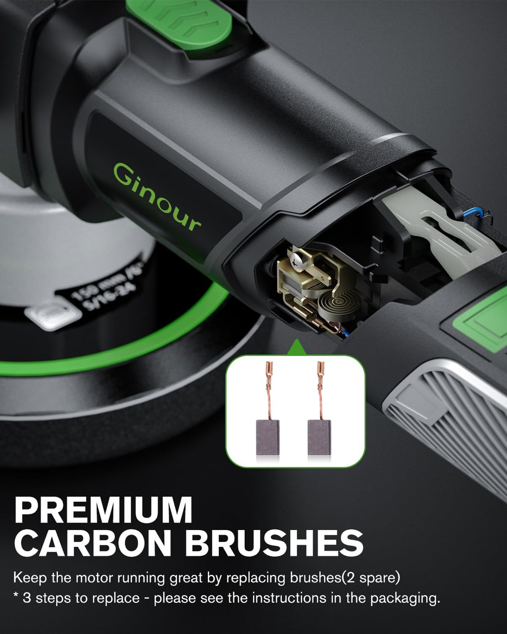 Poliermaschine, Ginour 900W auto Poliermaschine Set mit 6 Geschwindigkeit, Exzenter Poliermaschine mit 5 150mm Polierschwamm, abnehmbarer D-Griff und Seitengriff, 3M Kabel, Polieren Auto Boot Motorrad