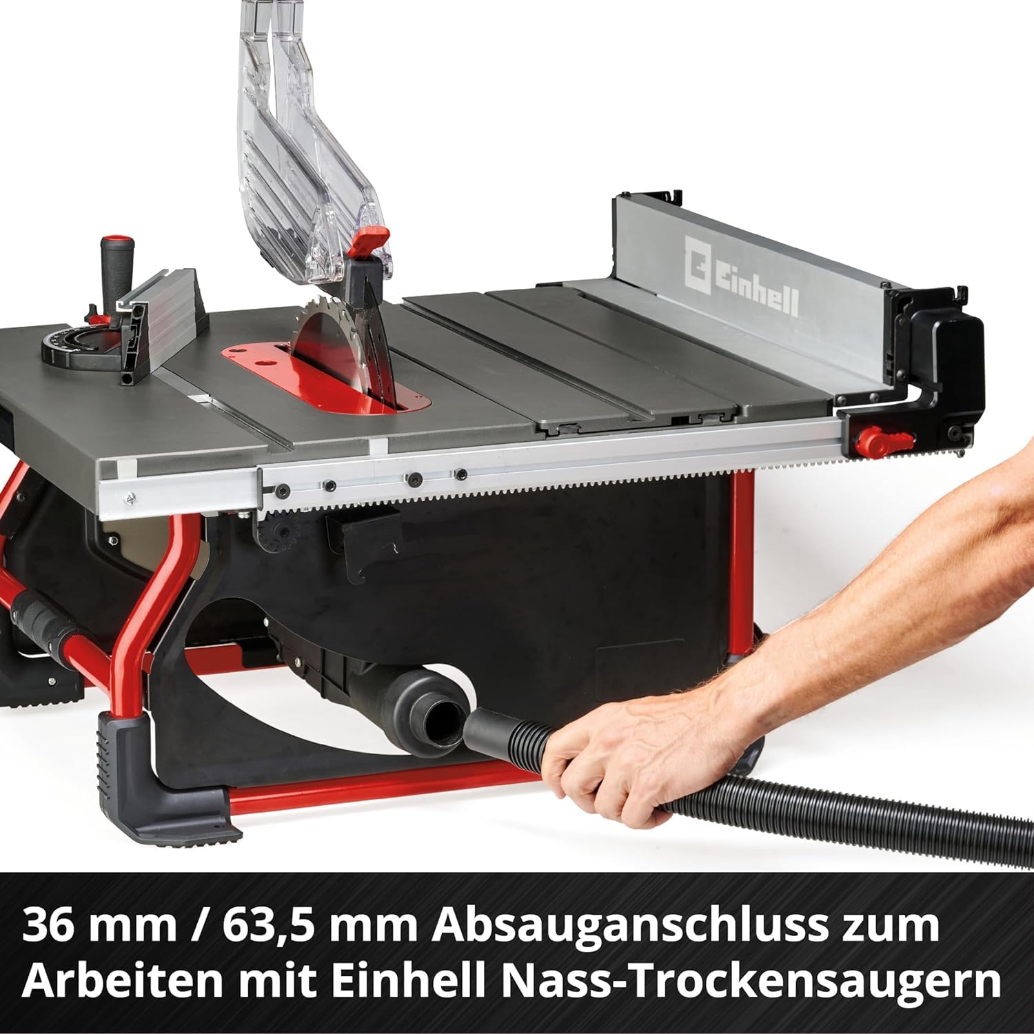 Einhell Professional Tischkreissäge mit Schiebetisch TP-CC 10 T (2000 W, 85 mm Schnitthöhe, Ø 254 mm Sägeblatt, Schiebeschlitten, Tischverbreiterung, Winkelanschlag)