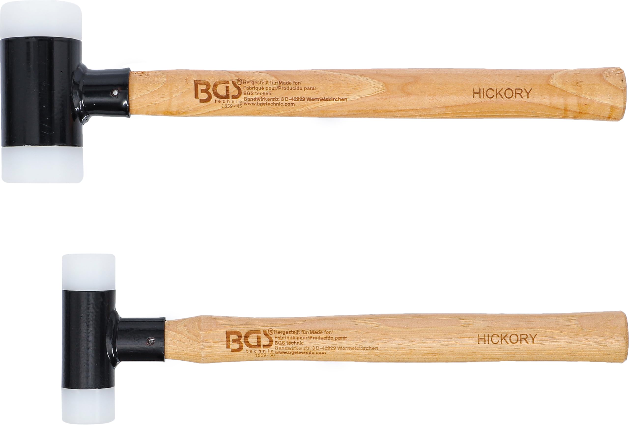BGS 1859 | Schonhammer-Satz | Hickory-Stiel | rückschlagfrei | Ø 30 / 45 mm | 300 / 550 g | 2-tlg. | Kunststoffhammer