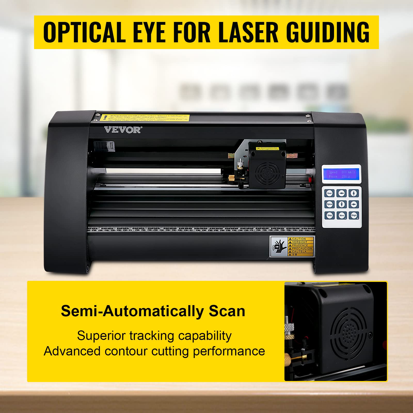 VEVOR Vinyl Schneideplotter 375 mm, Folienschneider Max. Schnittbreite 285 mm, Plottermaschine Signmaster-Software, Plotter Windowskompatibel, Folienplotter Halbautomatisch Schnittpräzision ±0,001 mm