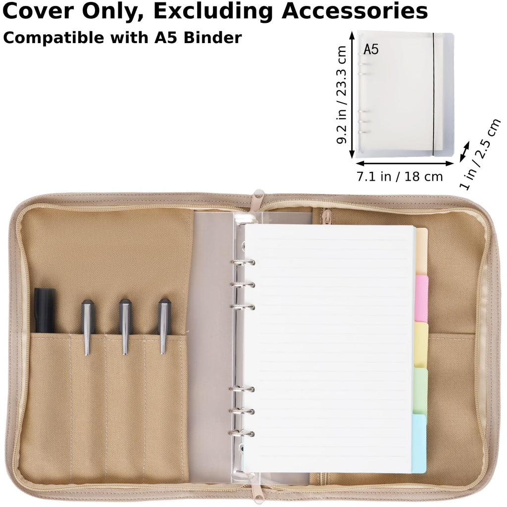 VEPKOIT Taktische Notizbuchhülle mit Reißverschluss für Ordner, OCP Binder Planer Tactical Portfolio Organizer und A5 Notebook Binder Cover, 7" x 9" wetterfeste Notebook-Abdeckung - Coyote
