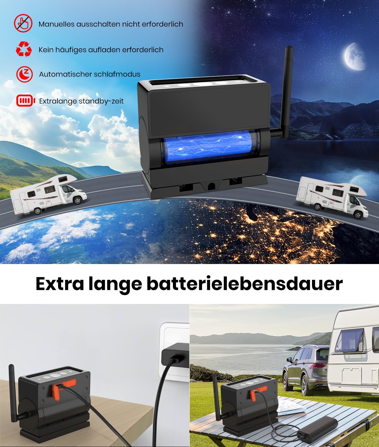 AUTO-VOX Magnetische Kabellos Rückfahrkamera, Weitwinkel Einparkhilfe mit 5" Monitor, 1080P IR Nachtsicht IP69K wasserdichte Rückfahrkameras für Wohnmobil Wohnwagen Anhänger(S4B)