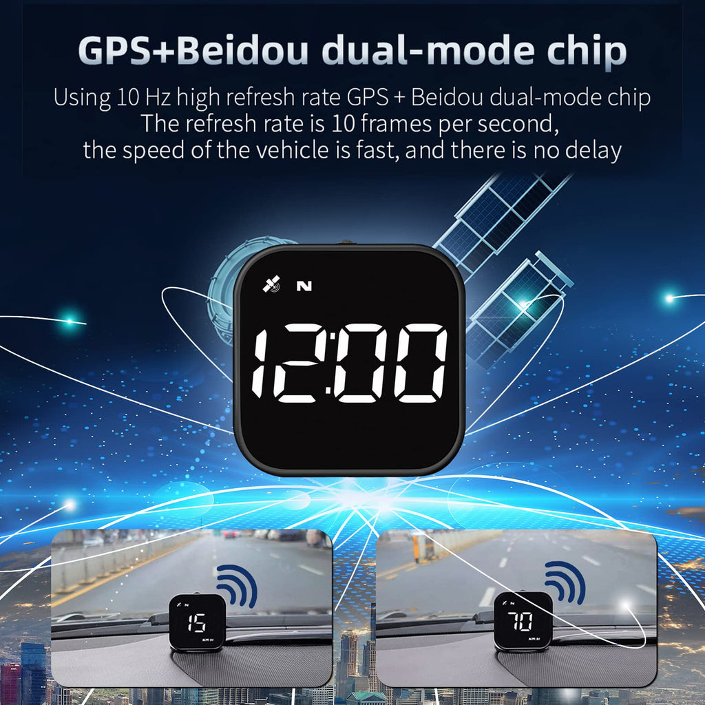 iKiKin Head Up Display Auto HUD Display KMH MPH GPS Smart Tachometer, 2.0'' LCD Bildschirm mit Übergeschwindigkeitsalarm Ermüdungswarnung, Navigationskompass für alle Fahrzeuge