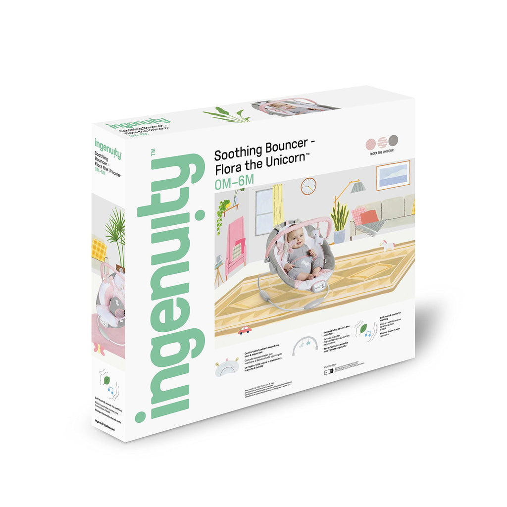 Ingenuity, Babywippe Babyschaukel mit Vibration und 8 Melodien, abnehmbare spielbogen, gepolsterter Kopfstütze, Sicherheitsgurt, Babysitz ,Lautstärkeregler, grau / rosa, ab der Geburt bis 9kg