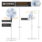 Brandson - DC Standventilator energiesparend ECO - Fernbedienung - Brushless Silent Motor, sehr leise – Preisträger 2025-80° Oszillation - Ventilator Timer – 12 Stufen - LED Display