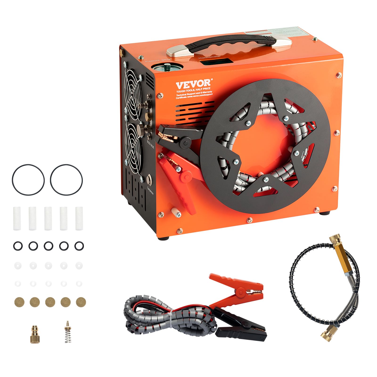 VEVOR Tragbarer PCP Kompressor 300bar 350 W Tauchkompressor, 0,5 L Hochdruck Luftkompressor, 8 mm Mobiler Mehrzweckkompressor, 2700 U/min Flüsterkompressor Auto-Stopp, Atemluftkompressor 220 V AC