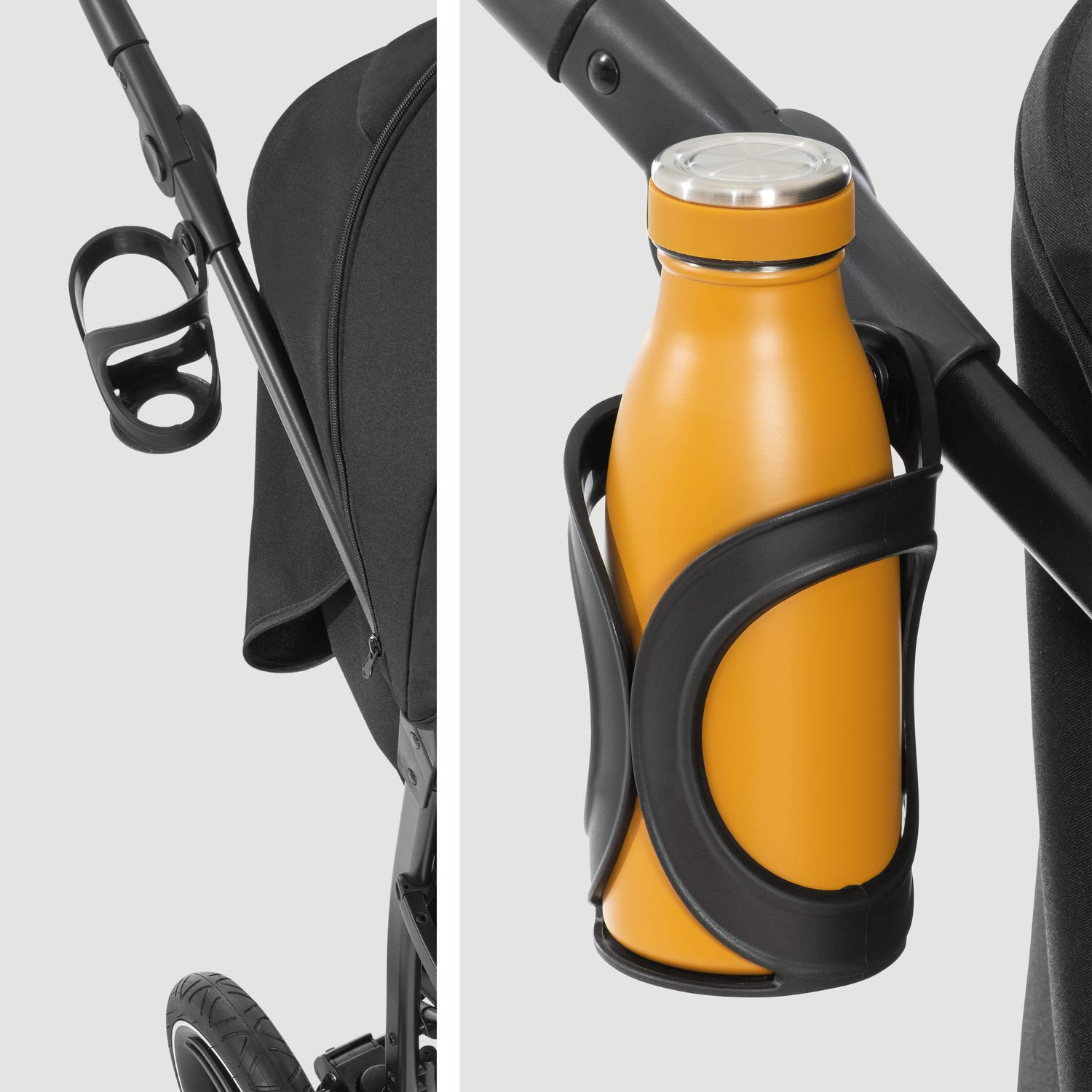 hauck Rapid 3R, Schwarz - Dreirad Kinderbuggy mit Gummireifen, Federung und Liegeposition ab Geburt bis 22 kg, UV Schutz 50+, Zusammenklappbar, Höhenverstellbarer Schieber mit Becherhalter