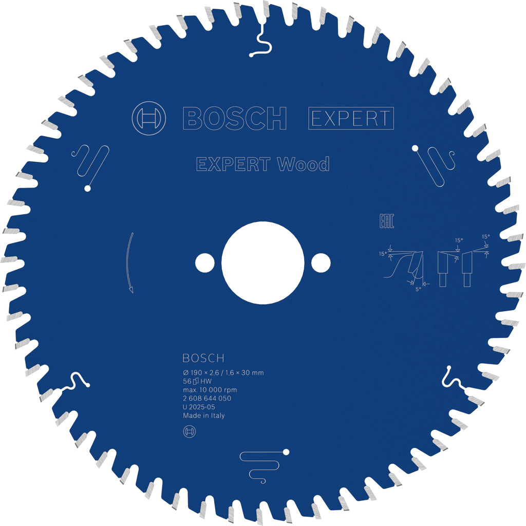 Bosch Professional 1x Kreissägeblatt Expert for Wood (Holz, Sägeblatt Ø 190 x 30 x 2,6 mm, 56 Zähne, Zubehör Kreissäge)